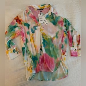 ZARA TIE DYE BUTTON UP NWT